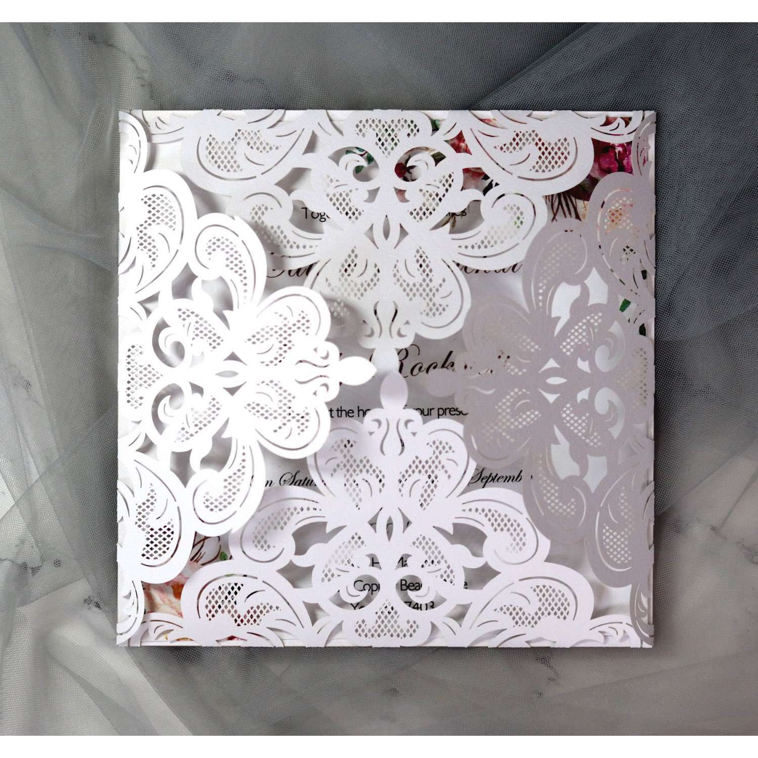 Lace Invitation Card Laser Cut Wedding Invitation Atrovirens Card
